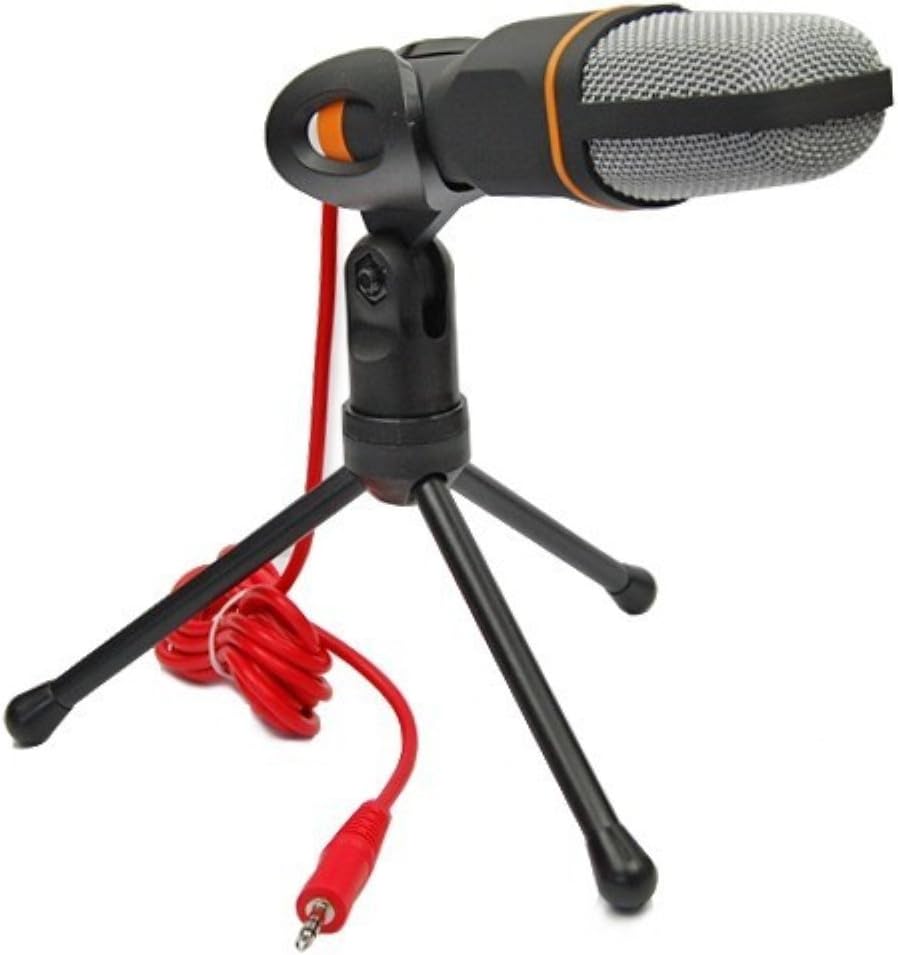 TEMO Professional Stereoscopic Condenser Sound Microphone With Stand for PC Laptop Skype MSN QQ Recording Black (Black)