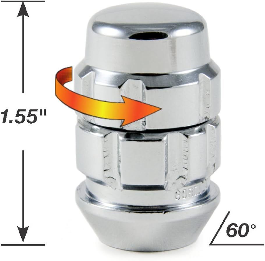 Gorilla Automotive (71631X) 12mm x 1.50 Thread Size Acorn Chrome X2 Wheel Lock, (Pack of 4): Automotive