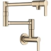 KRAUS Oletto Pot Filler Faucet with Retractable Arm, Wall Mount Kitchen Faucet, Pot Filler for Stove in Spot-Free Brushed Bra