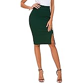 EXCHIC Women’s Pencil Skirt Bodycon Business Skirt Side Slit Hem
