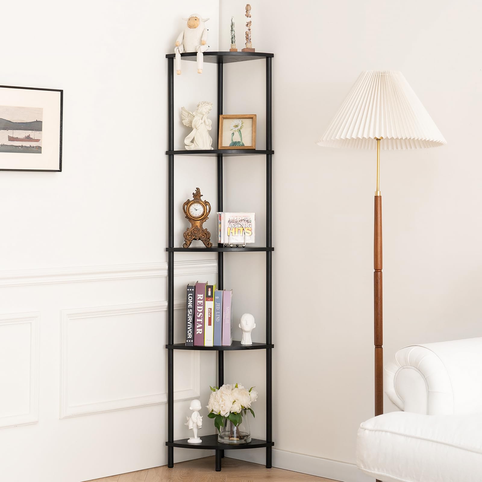 Yoobure Corner Shelf Stand, 5-Tier Corner Bookshelf, Tall Corner ...