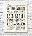 Take Heart I Have Overcome the World, John 16:33, Vintage Bible Verse Scripture Christian Art Print, Unframed, Wall Art Home Decor Poster, Inspirational Gift, 8x10 Inches
