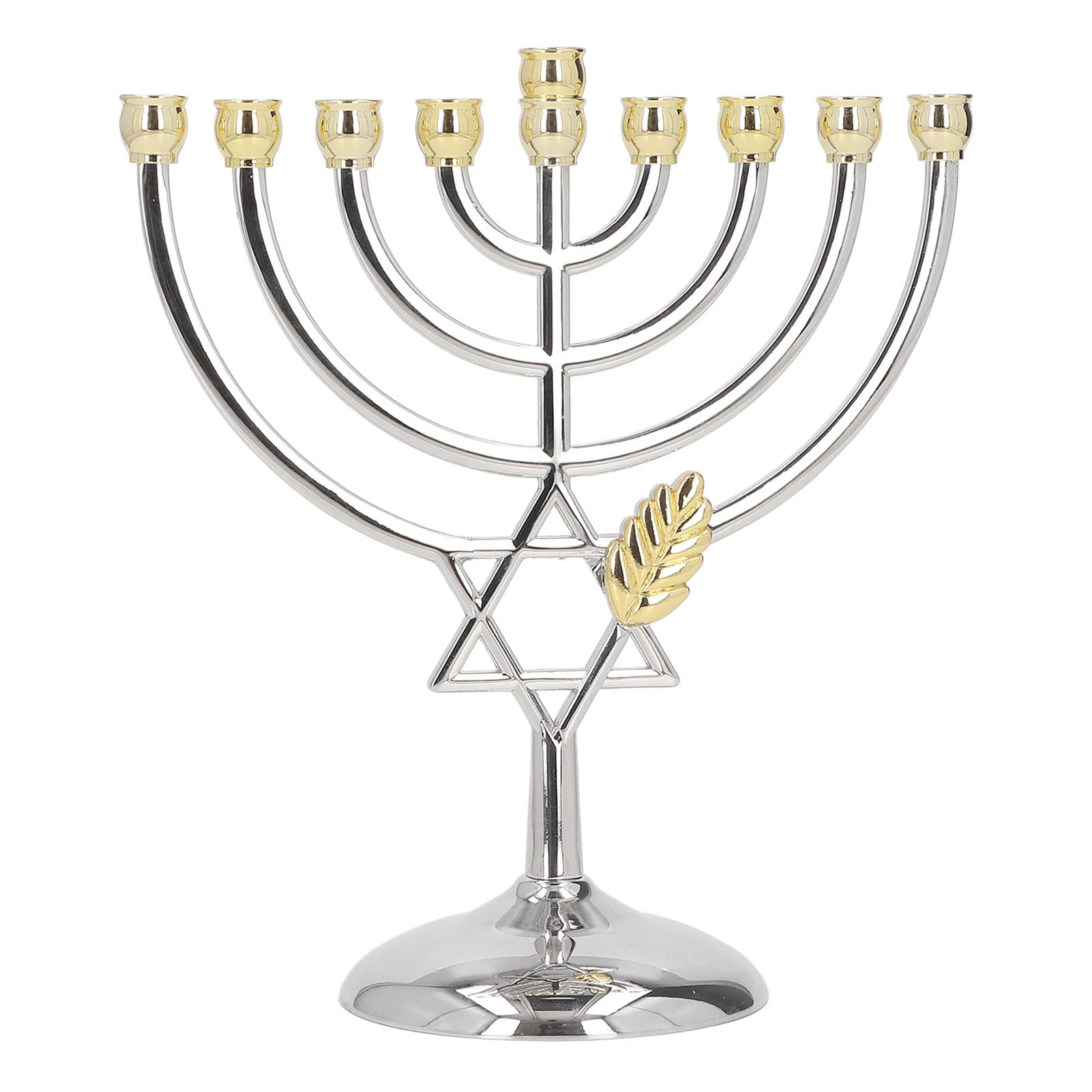9 Branch Jewish Menorah Ornament - Vintage Metal Candle Holder, Candlestick, Temple Candle Stand for Home Decoration