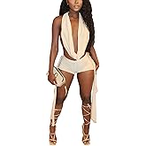 RISCUYY Club Outfits for Women Sexy Clubwear Stretchy Halter Neck Backless Sexy Two Piece Outfits for Women Club Night 2026