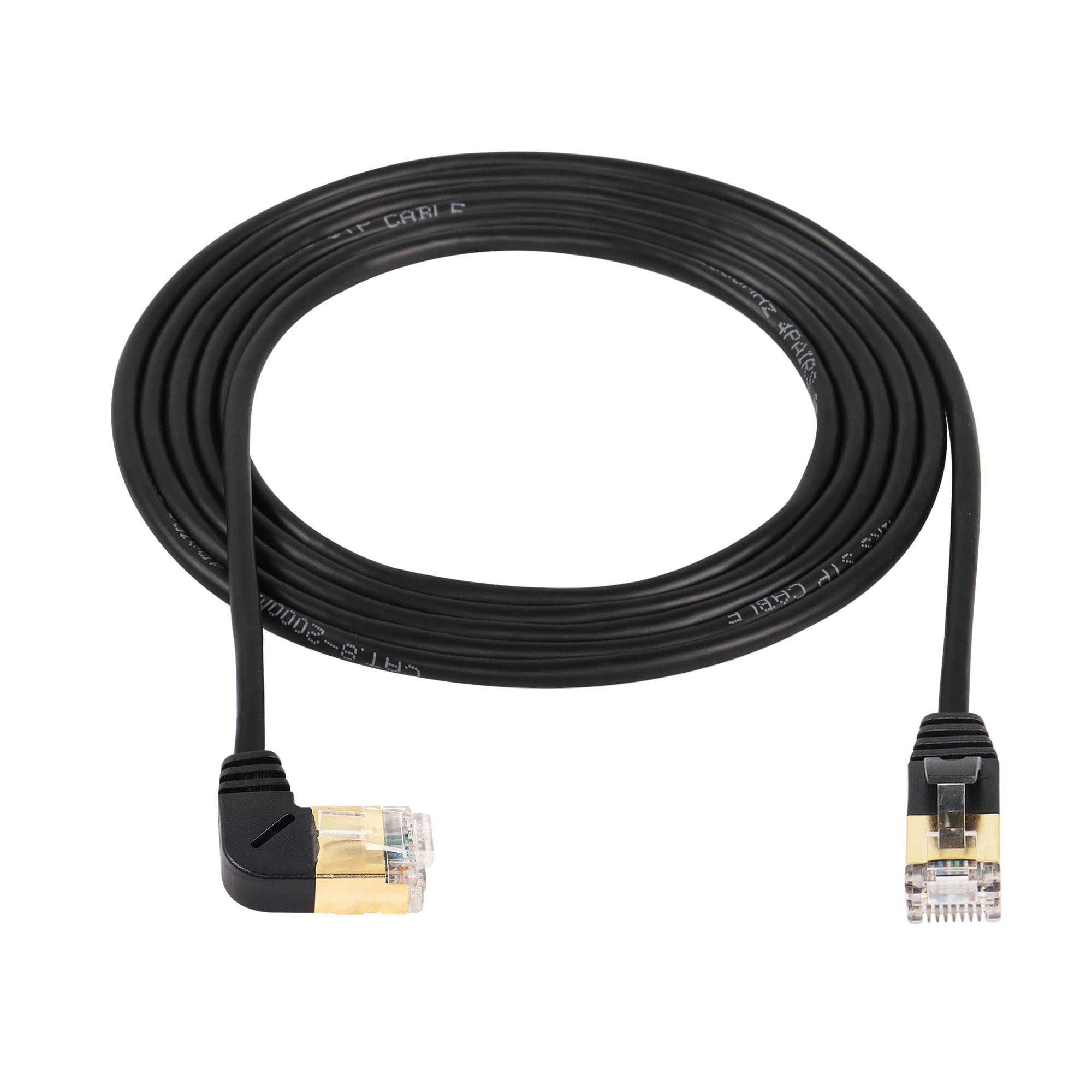 SinLoon RJ45 Cat8 Ethernet Cable,90 Degree UP Male to Male High Speed Cat8 Network Cable,40Gbps 2000Mhz SFTP Patch Cord For Router Modem Server Etc-2m/6.5FT (Left)