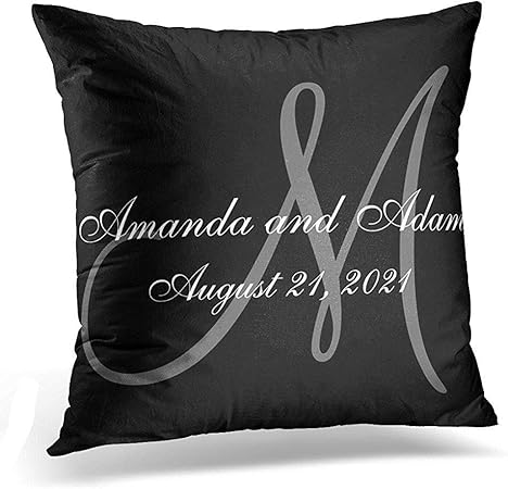 Amazon Com Throw Pillow Cover Initials Black Gray Monogram