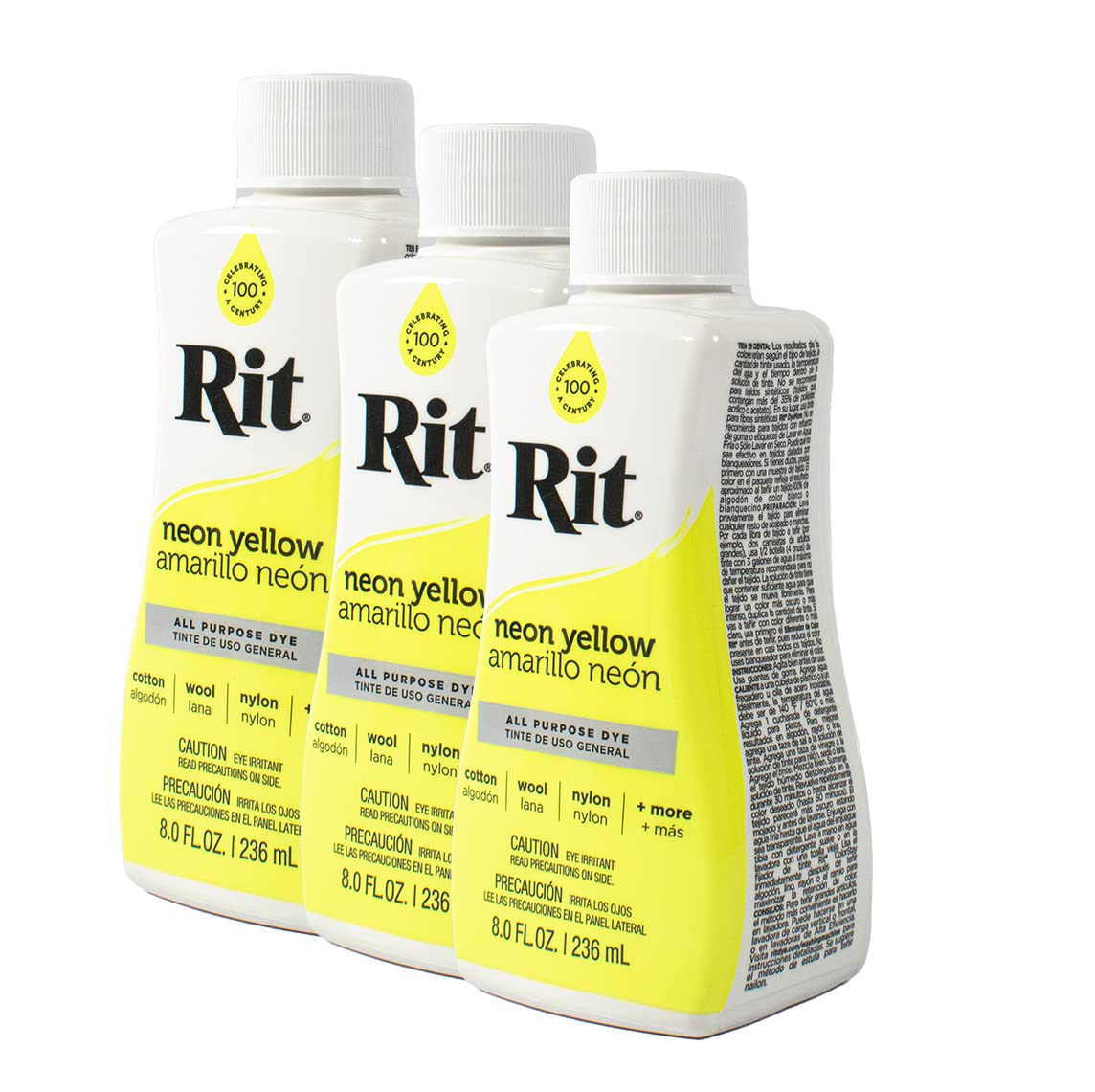 Rit Dye Liquid 236ml Neon Yellow Pack of Three