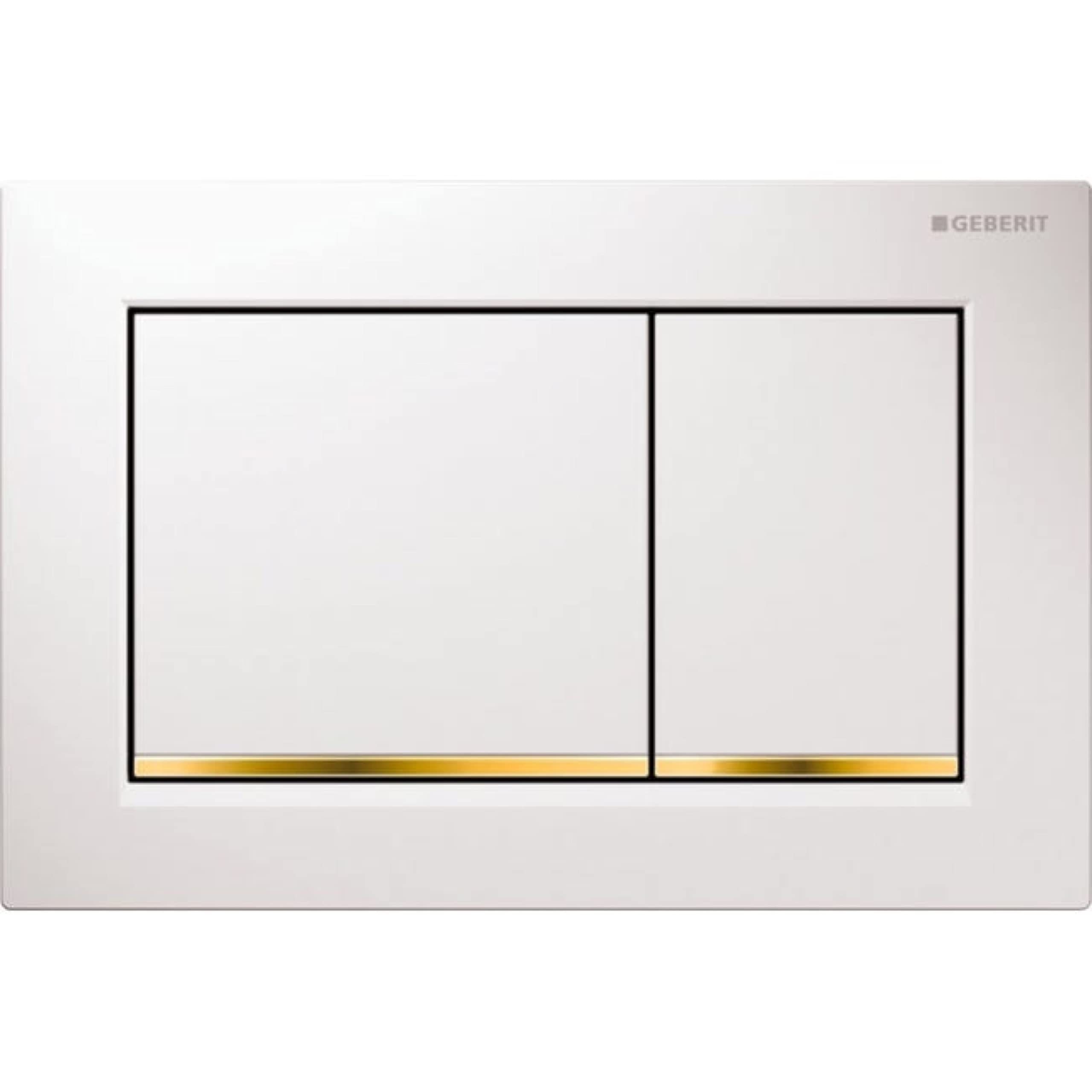 Geberit Omega 30 115.080.KK.1 115080KK1 Actuator Plate with 2 Flush Quantities - White/Gold-Plated