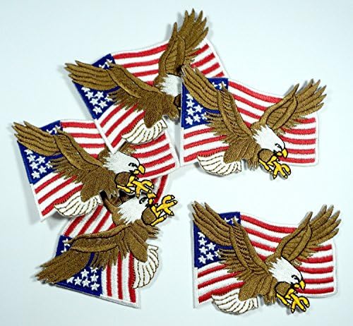 Bald Eagle W/ American Flag Iron On Biker Patch(5 pieces)