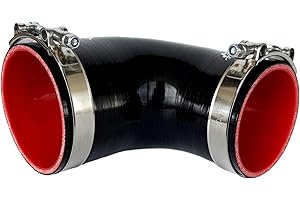 BEKELAN 3.5" to 4"(89-102mm) 90° Elbow Coupler Silicone Reducer Hose With Stainless Steel T-Bolt Clamp - High-Temp 4-Ply Reinforced Design for Automotive Turbo/Intercooler/Intake Piping/Industrial Hydraulic
