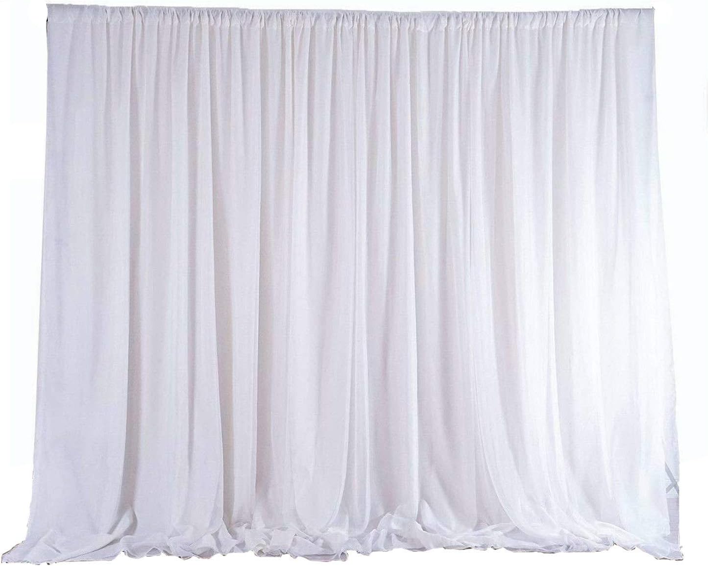 Weddecor Pleated White Silk Backdrops Decorative Curtain Background Fabric Backdrop for Christmas Weddings, Parties, Events