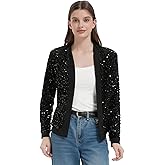 RZTA Women's Sparkling Sequin Jacket Sparkly Blazer Open Front Glitter Cardigan Long Sleeve Coat for Casual Party Cocktail