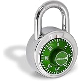 Kwikset Combination Dial Padlock, 3-Digit, 2 in Body, Steel, 1-Pack, Green | Classic Dial Combination for School, Gym and Work Lockers; 2 in Steel Body, Color Coded for Quick ID