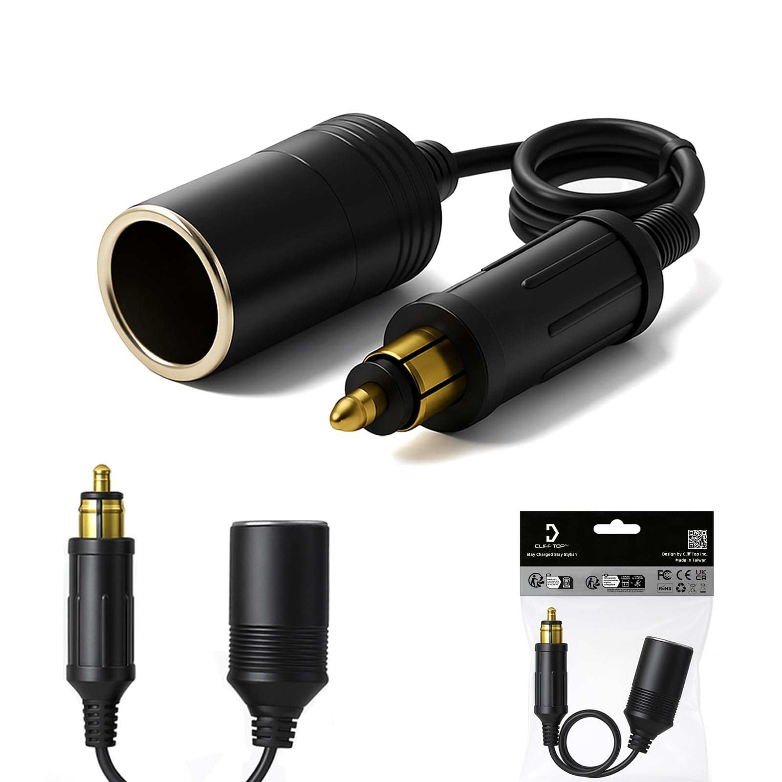 Cliff Top Hella(Din) to Standard Cigarette Lighter Adapter - Cable Extension