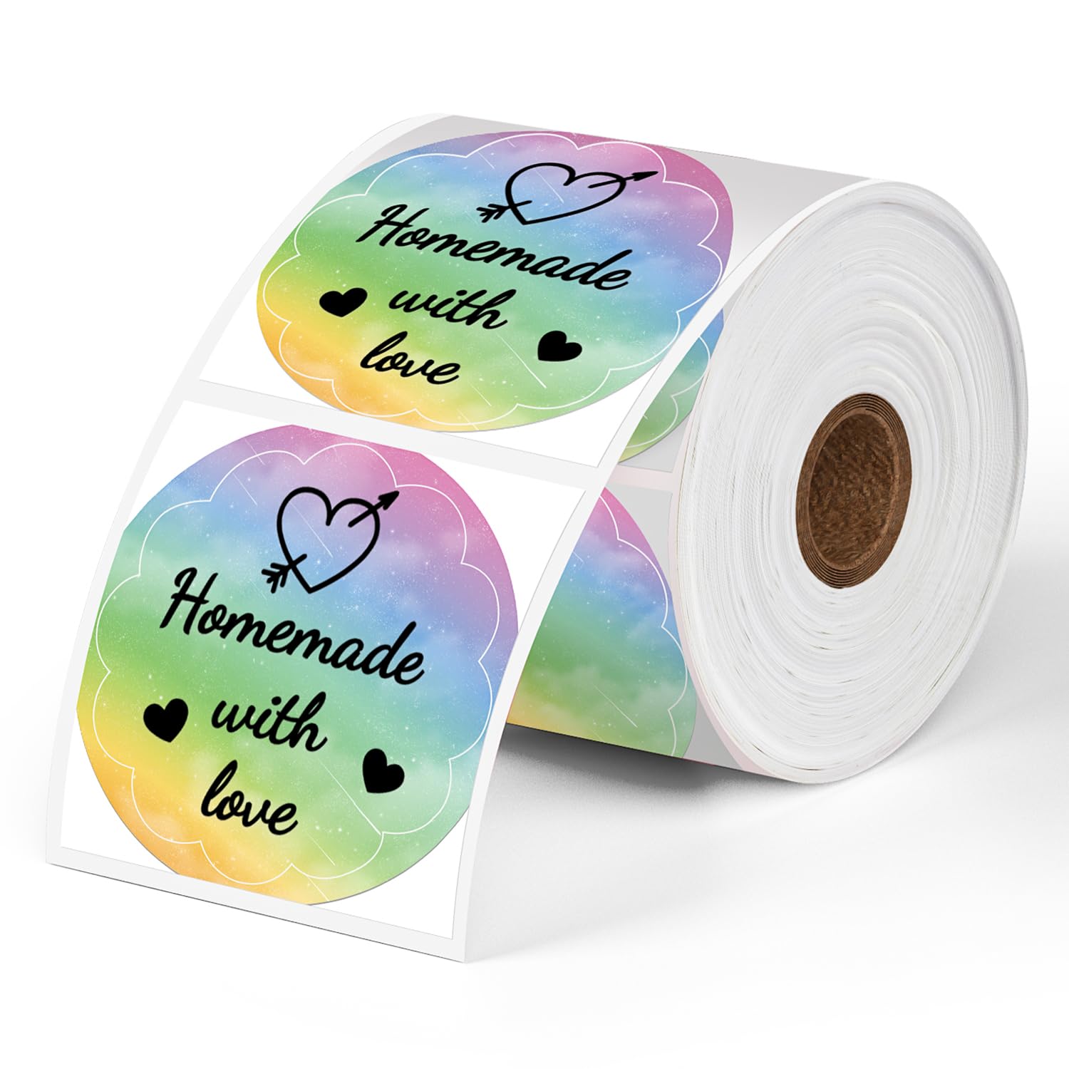 Phomeo Round Labels Rainbow Pattern 500pcs/Roll Phomemo 2" Round Rainbow Thermal Labels Logo Stickers, Compatible with MUNBYN, Phomemo, Polono Label Printer, BPA Free