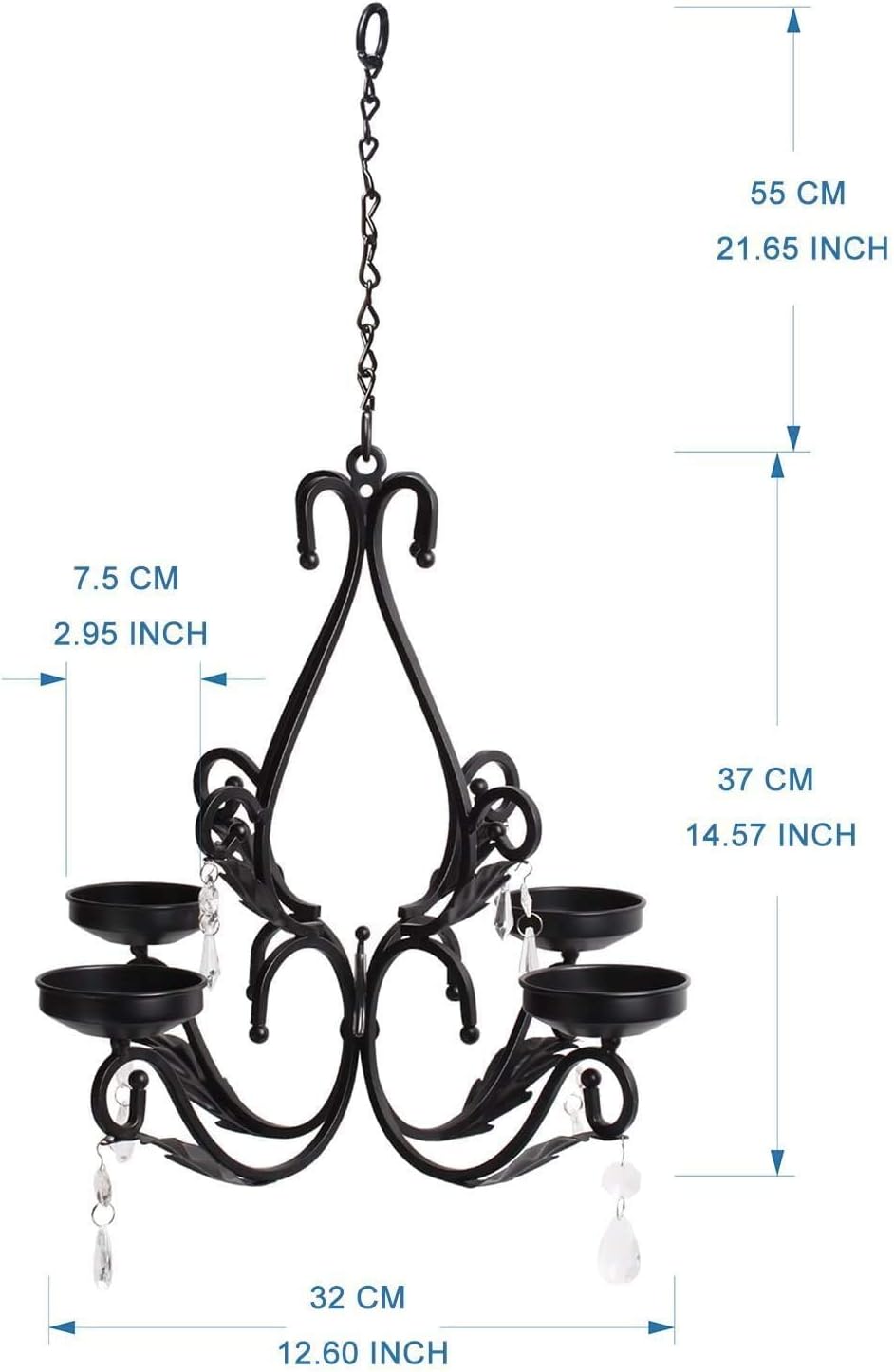 simpdecor Lighting Candles Candelabra Chandelier Chain Hang Metal Wall Pendant Candle Holder Sconce with 4pcs Battery Operated Led Candle with Remote - Image 4