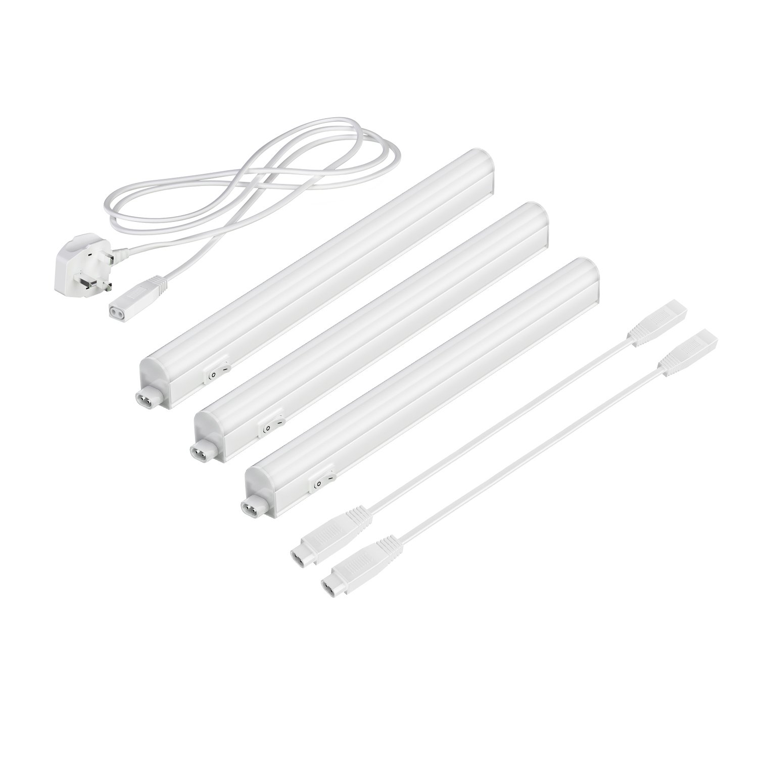 Parlat LED Under-Cabinet luminaires Rigel, Each 31.3cm, 40cm Cable, Each 445lm, White, Set of 3, BS