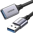 UGREEN USB Extension Cable USB 3.0 Extender Cord Nylon Braided USB A Male to Female Data Transfer Cable for Hard Drive, Oculu