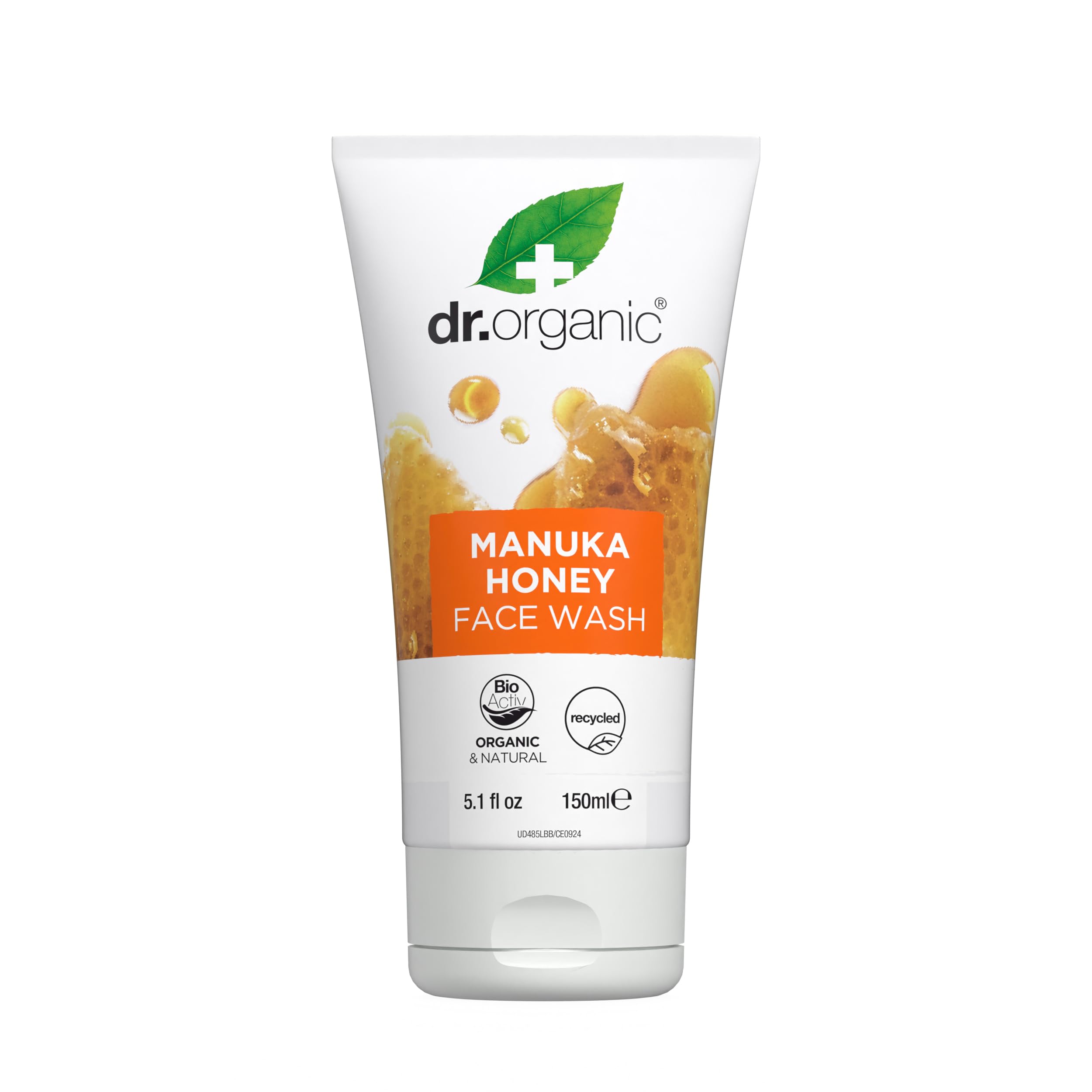 Dr Organic Manuka Honey Face Wash, Cleansing, Dry Skin, Mens, Womens, Natural, Vegetarian, Cruelty-Free, Paraben & SLS-Free, Recycled & Recyclable, Organic, 150ml, Packaging may vary