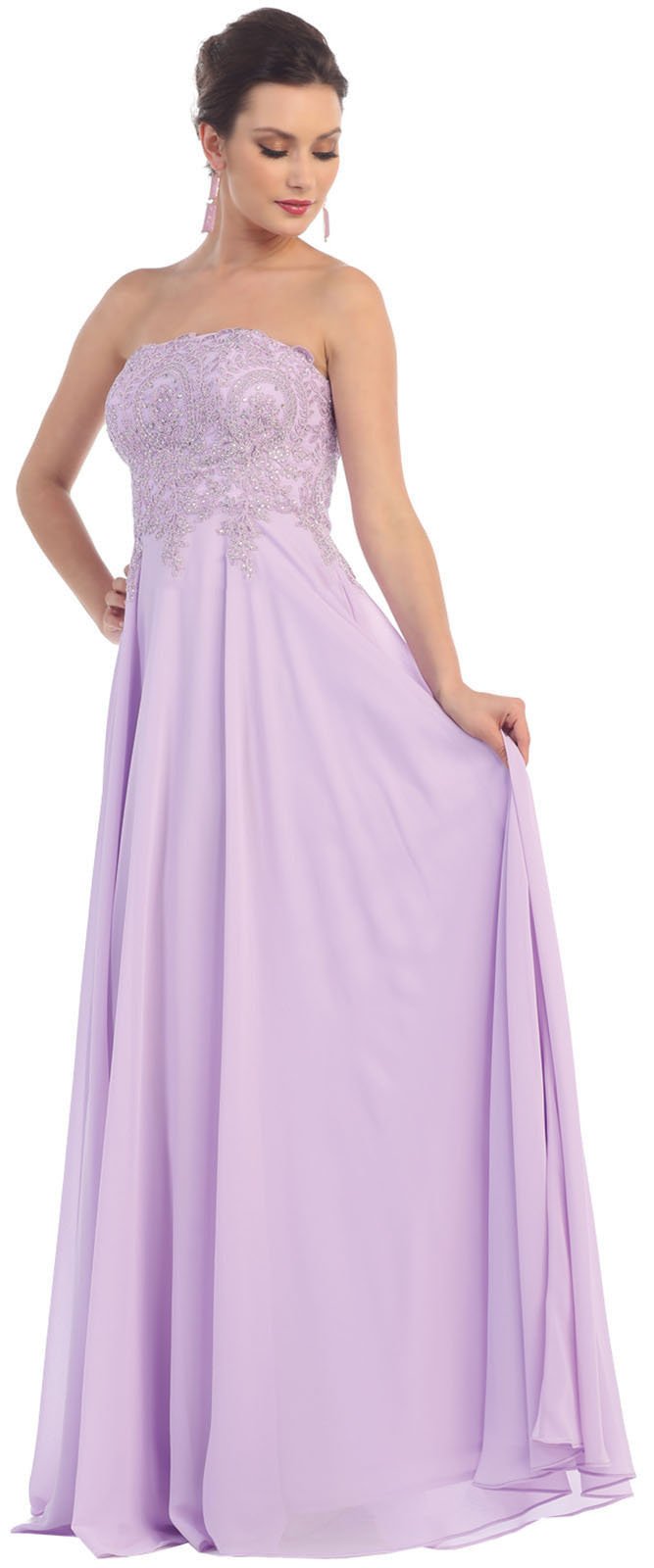 May Queen by Formal Dress Shops Inc FDS1277 Strapless Bridesmaids Long Gown