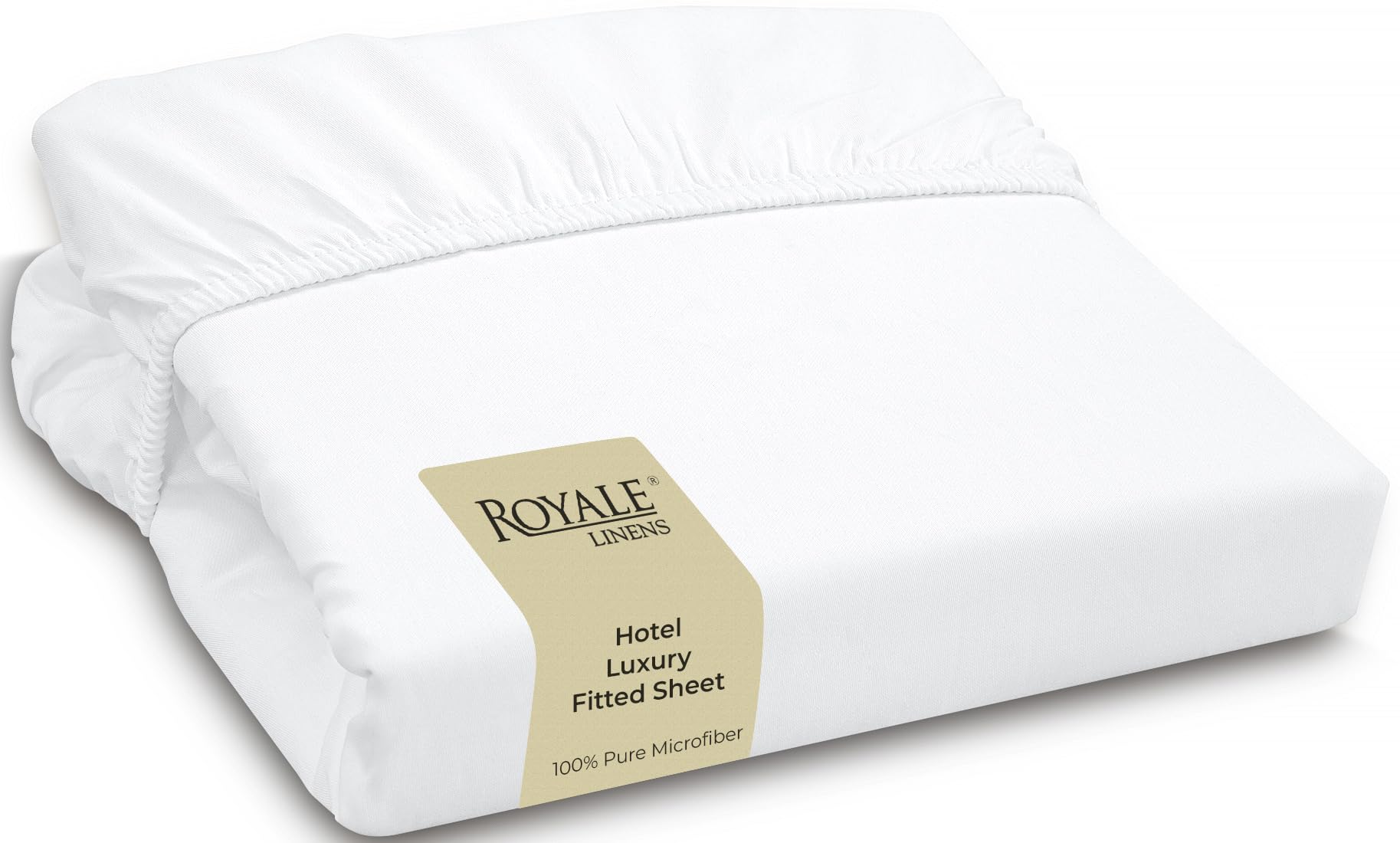 Photo 1 of Royale Linens Fitted Sheet Queen - Ultra Soft 1800 Brushed Microfiber - Hotel Luxury Bottom Sheets - Wrinkle Free & Fade Resistant - Deep Pocket Fitted Sheet Only (Queen, White)
