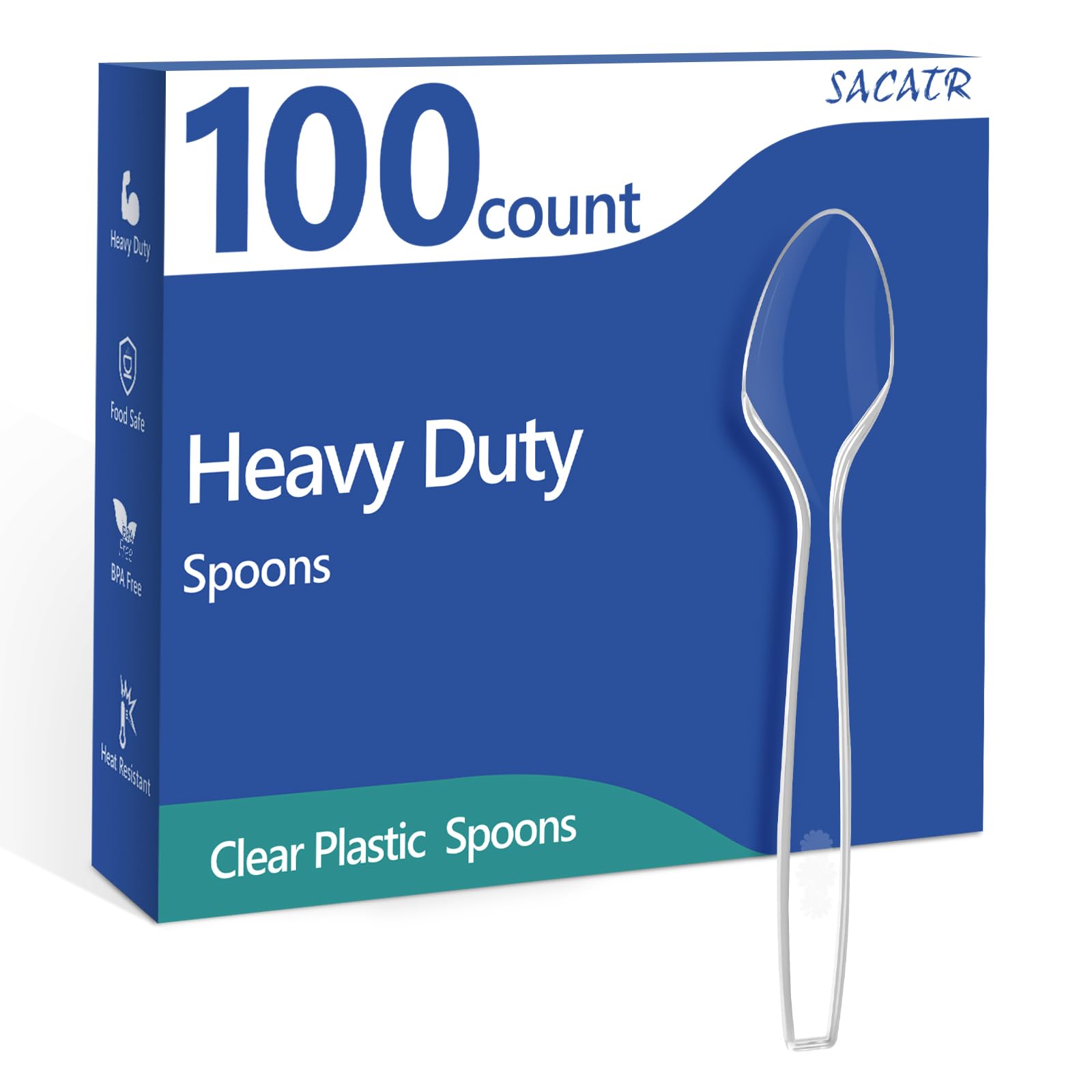 Photo 1 of 100 Count Plastic Spoons,Heavy Plastic Silverware,Premium Disposable Spoons, BPA-Free, Heat Resistant, Suitable for Parties, Events and Everyday Use