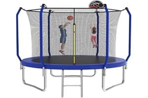 EMKK 16 15 14 12 10 FT Trampoline Trampolines with Basketball Hoop,with Slide and Swings,Outdoor Trampoline with Safety Enclosure Net and Ladder, Spring Pad Premium Jump Mat for Kids and Adults