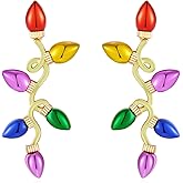 FILMOON Christmas Earrings for Women Rhinestone Chritsmas Tree, Snowflake, Wreath, Colorful Light Bulb, Deer Earrings Holiday Festival Costume Jewelry