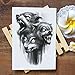 Kotbs 6 Sheets Animal Temporary Tattoos, Black Strong Wolf Tiger Tattoo Stickers for Men Women Adults Waterproof Fake Tattoos