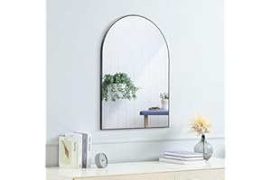 SCWF-GZ 24x16 Arch Mirror Rectangle Wall Mounted Metal Frame Mirrors for Entryway Bedroom Bathroom Living Room 16 24 inch Black