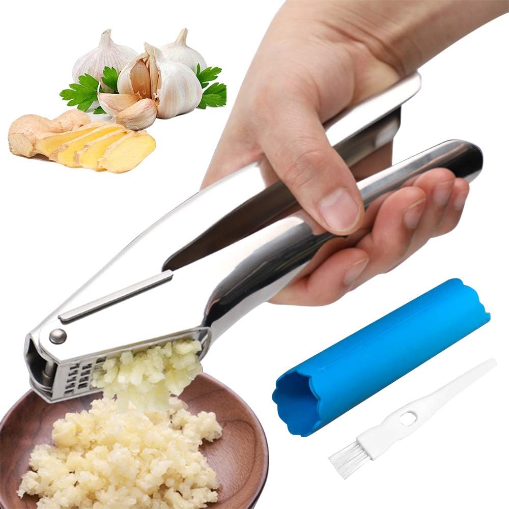 Garlic Press Crusher Stainless Steel Garlic Mincer Heavy Duty Ginger