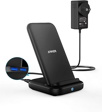 Amazon Com Anker 3 In 1 Multi Device Wireless Charging Station Powerwave 10 Stand With 2 Usb A Ports For Iphone Se 11 11 Pro Xs Max Xr Xs X 8 8 Plus Galaxy S S10 S9