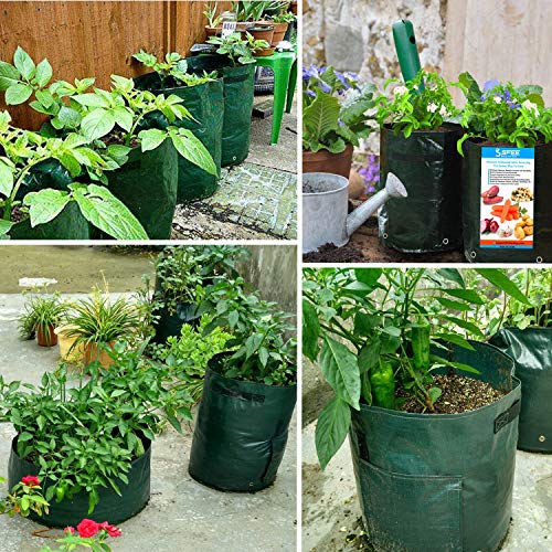 Sfee 2 Pack 7 Gallon Potato Grow Bags, PE Durable Aeration Pots Planters Bag with Handles Access Flap for Garden Melon Farm Vegetable Carrot Onion Tomato Taro Radish Peanut +2 Waterproof Labels - Thumbnail 7