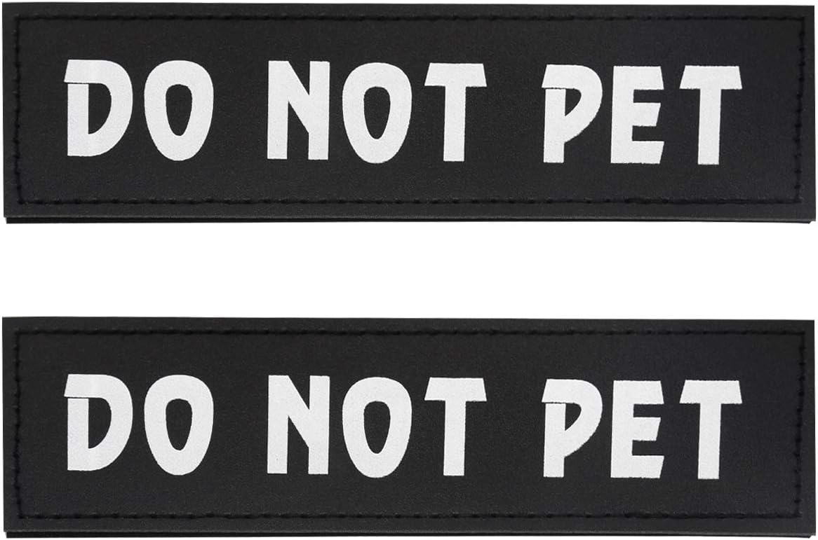 Bolux Dog Vest Patches, 2 PCS Removable Patches for Dog Harness – Emotional Support/Service Dog/in Training/THAREPY Dog/DO NOT PET/Keep Going PU Dog Halter Patches