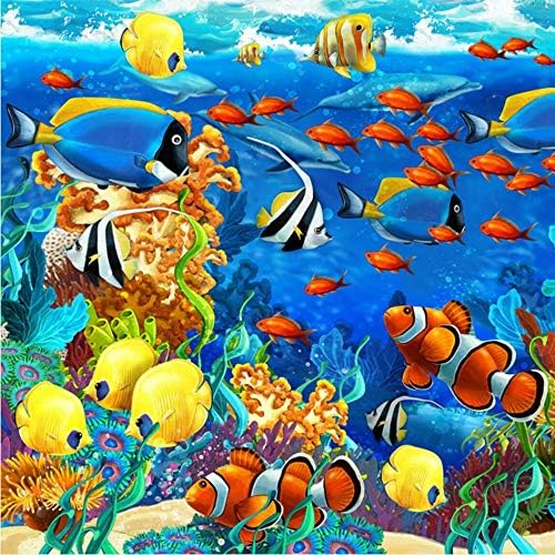 Qudmst 床ステッカーカスタム自己接着床壁画壁紙3d潜水艦世界熱帯魚浴室キッチン3 D床タイル壁紙ステッカー A5 450x300cm