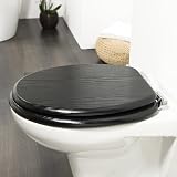 Tiger Blackwash MDF Toilet Seat Soft Close Quiet Adjustable Hinge Black view 2