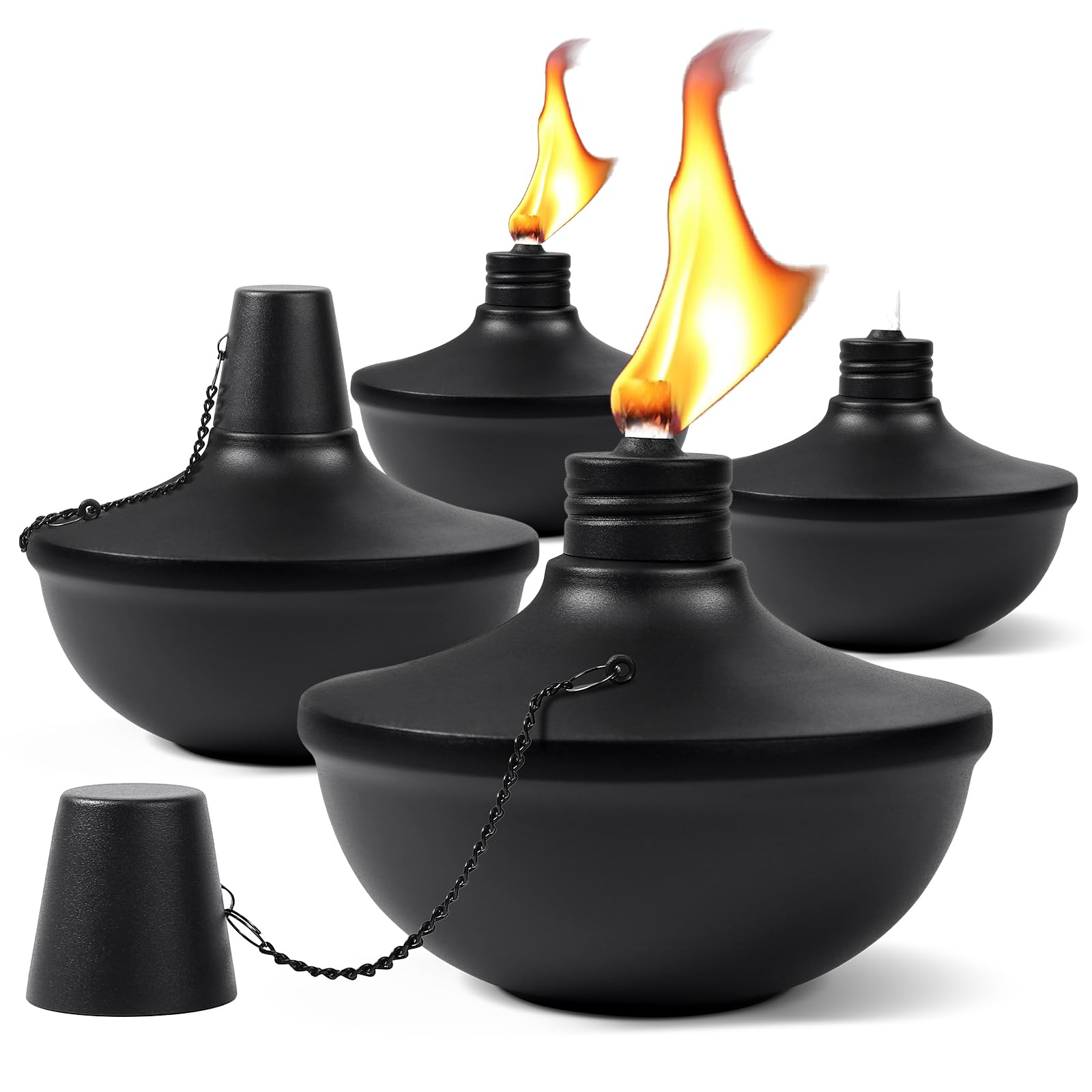 Photo 1 of FAN-Torches 4-Pack Upgraded Tabletop Torches, 24 oz Citronella Torch Lights, Refillable Torch with Wicks, Covers, and Funnel Included - Ideal for Garden, Patio, Deck, Yard, Party, Landscape