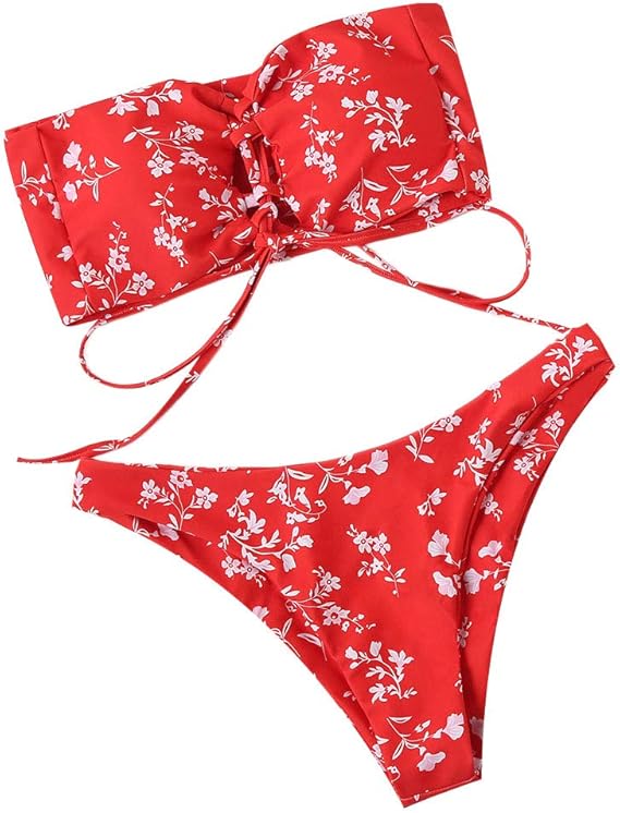 red tube top bathing suit