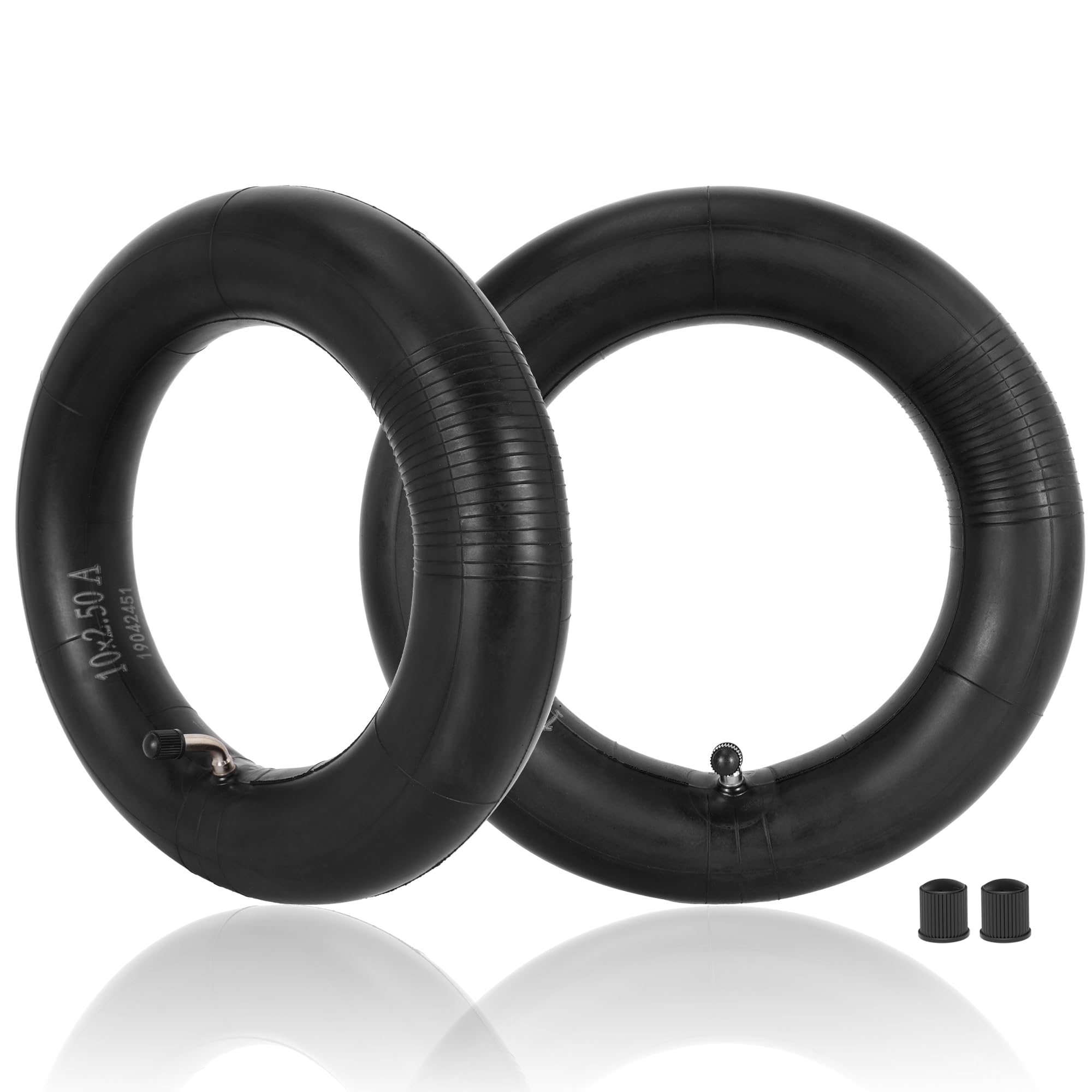 Photo 1 of 2 Pack of 10x2.50 Inner Tubes with 90° Bent Valve Stem Replacement for Electric Bike Scooter Rear Wheels