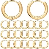 SUNNYCLUE 1 Box 24Pcs 18K Gold Plated Hoop Earrings Huggie Earring Hooks Stainless Steel Ear Hoops Tiny Cartilage Ear Findings for Jewelry Making Women Adult DIY Dangle Jewelry Craft Supply