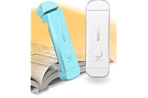 HIONXMGA Book Reading Light,2 Pack Silent Touch Books Lamp for Reading in Bed,Rechargeable Clip on Booklight with 3 Amber Color & 7 LEDs Precise Dimming for Night Reading for Book Lovers,Kid,White+Blue