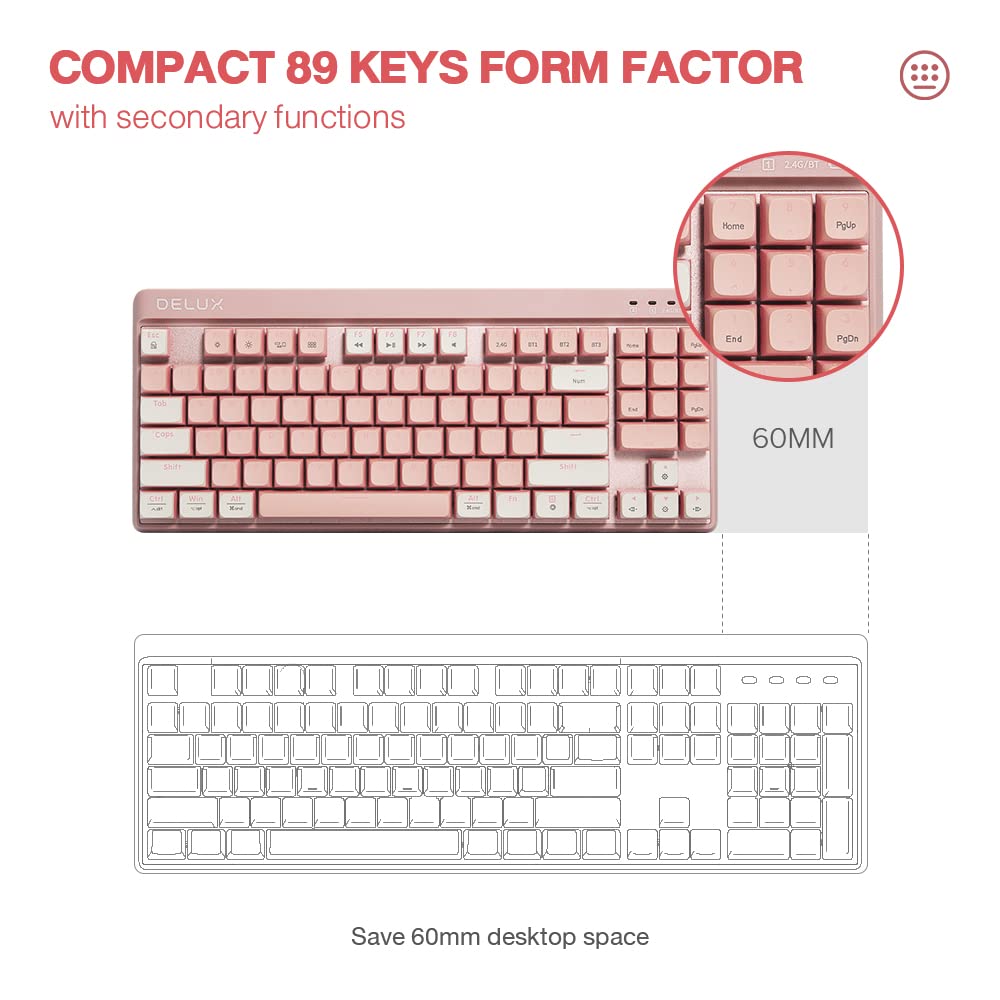 Mua DeLUX 80% Wireless Mechanical Keyboard - RGB Backlit, Hot Swappable ...