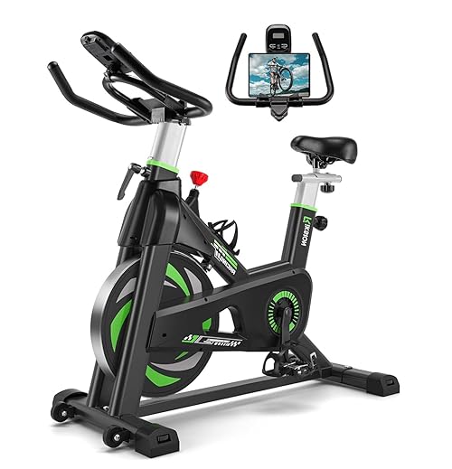 Exercise Bike for Home Gym, RIKSION Indoor Cycling Equipment, Spin Bike with Tablet Stand and LCD Monitor, Fitness Bike for Cardio Training.