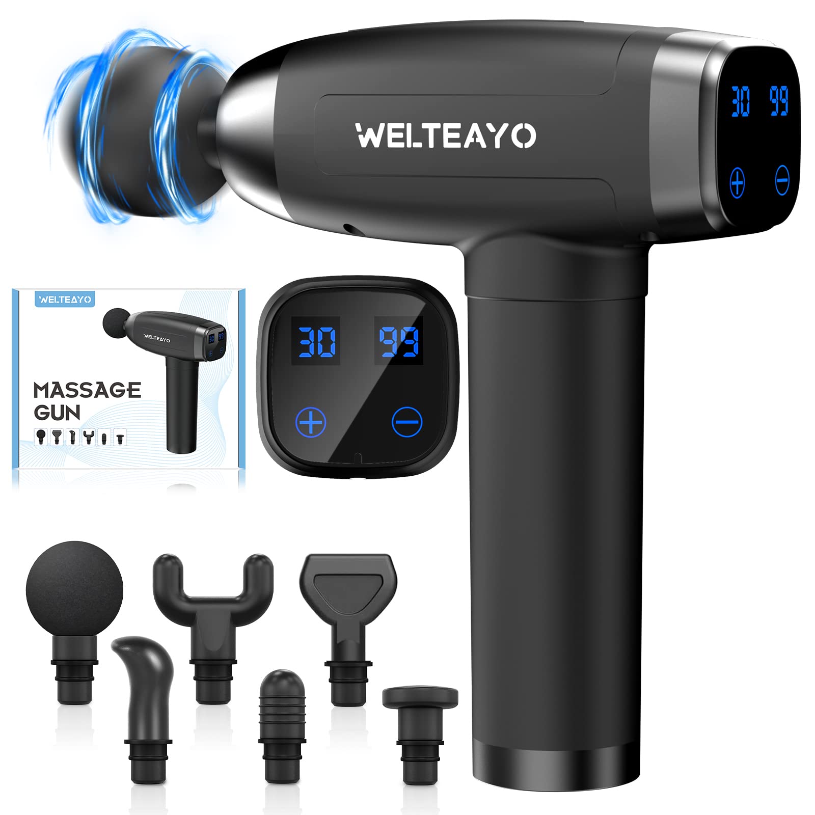 Massage Gun Deep Tissue - Gifts for Men/Women,Muscle Massage Gun Massager,Quiet Professional Handheld 30 Speeds Muscle Gun,6 Heads with Type-C Charge,for Home Office Workout Full Body Muscle Relax