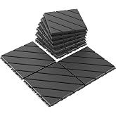 VANCASTLE Interlocking Deck Tiles 9 Pack Dark Grey 12"x12" Patio Pavers | Heavy Duty Plastic Outdoor Flooring with Drainage, Waterproof Non-Slip Snap-Together Tiles for Balcony, Poolside, Garage