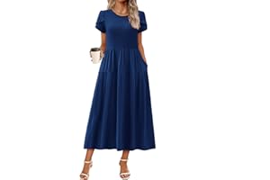 Zeagoo Womens Summer Dress 2026 Bohemian Floral Short Sleeve A Line Long Maxi Beach Dresses