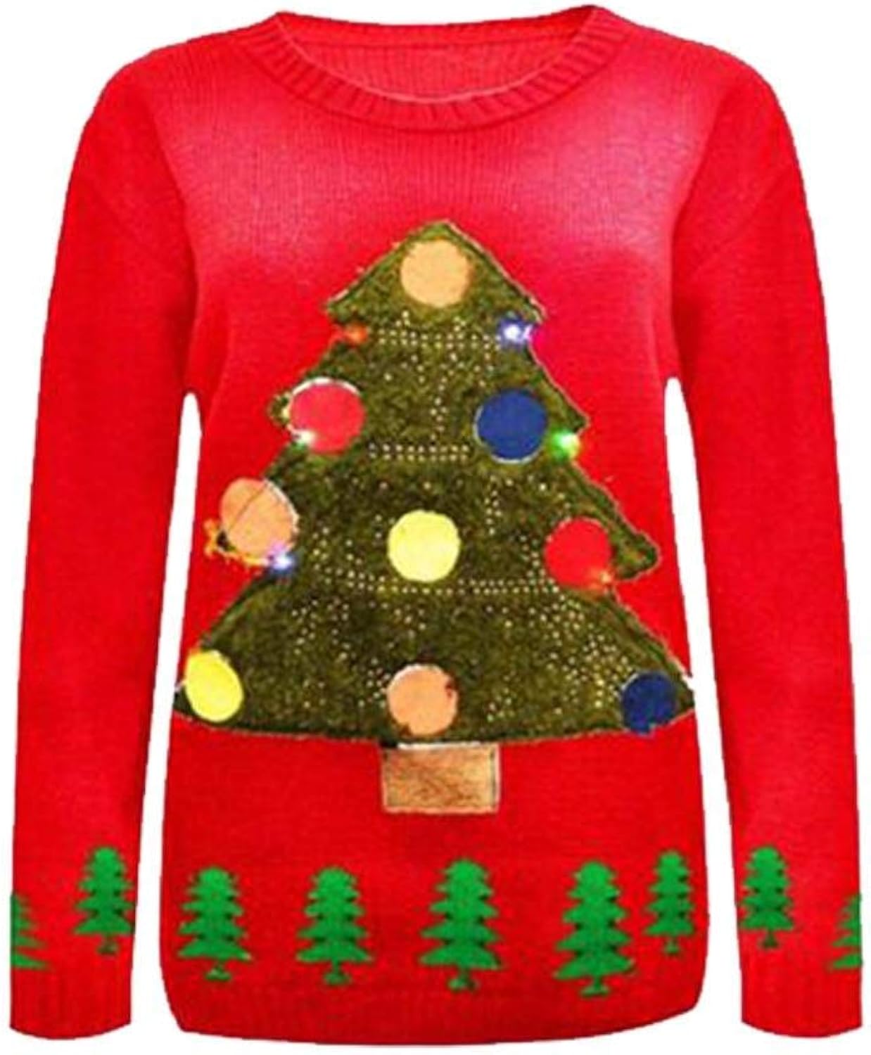 xpaccessories Ladies Christmas Tree LED Flashing Lights 3D Knitted Xmas