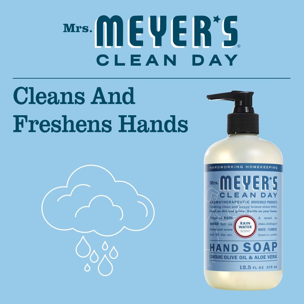 Mrs. Meyer's Clean Day Liquid Hand Soap, Cruelty Free and Biodegradable Formula, Rain Water Scent, 12.5 Oz- Pack of 3: Health & Personal Care