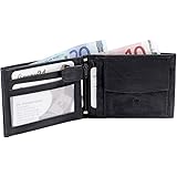 Herren Echt Leder Geldb&ouml;rse u. Portemonnaie Geldbeutel in Schwarz