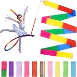 Surplex 10 Pcs Rhythmic Dance Ribbons with Twirling Rods Colorful